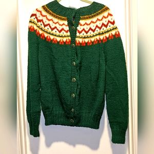 Medium-sized green button-down cardigan